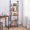 5-Shelf Wood Ladder Bookcase with Metal Frame, Industrial 5-Tier Modern Ladder Shelf Wood Shelves,Gray YJ