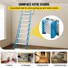 VEVOR Attic Steps Pull Down 12 Steps Attic Stairs, Alloy Attic Access Ladder, Blue Pulldown Attic Stairs, Wall-mounted Folding Stairs for Attic, Retra