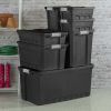 19 Gallon Stacker Tote Plastic, Black, Set of 6