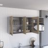 Hasselt Wall Cabinet, Double Door, Glass Cabinet, Rack -Light Pine