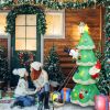 6.89FT Christmas Inflatable Outdoor Decoration with Christmas Tree Gift Box Santa Claus Blow Up Yard Decoration with LED Light Built-in Air Blower for