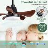 28 lnch Ceiling Fan with Lights Remote Control, Small Ceiling Fan Flush Mount, 5 Reversible Blades, Low Profile Ceiling Fan Light with 6 Speeds 3 Colo