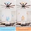 Modern 66 Inch Ceiling Fan With 6 Speed Wind 8 Blades Remote Control Reversible DC Motor With Light