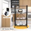 HealSmart 4-Tier Heavy Duty Foldable Metal Rack Storage Shelving Unit with Wheels Moving Easily Organizer Shelves Great for Garage Kitchen Holds up to