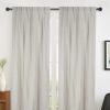 Newport Unlined Window Curtains for Bedroom, Linen Curtains for Living Room, 96 Inches Long Curtains for Living Room, Greige