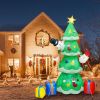 6.89FT Christmas Inflatable Outdoor Decoration with Christmas Tree Gift Box Santa Claus Blow Up Yard Decoration with LED Light Built-in Air Blower for