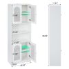 67" Tall Bathroom Storage Cabinet with Doors and Shelves, Towel Cabinet for Bathroom Freestanding, Linen Cabinet for Bathroom Storage 6 Tier, White Ki