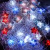 1pc, Flag String Lights, 4th Of July Memorial Day American Flag Stars Decoration String Lights, Battery Operated With Multi-Function Remote Lights, Ho