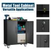 2 Door Tool Cabinets for Garage, Lockable Garage Storage Cabinet, Locking Metal Storage Cabinet with Wheels, Rolling Tool Chest, Assembly Required H34