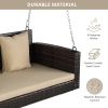 49in Brown Gradient Rattan Beige Cushion Rattan Swing Chair(Swing frames not included)