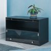 Black Glass Door Shoe Storage Cabinet for Sneakers with RGB LED Light ‚Äì Expertly Crafted Wooden Display Showcase