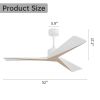 52 Inch Unique Design Ceiling Fan Without Light 3 ABS Blade with DC Motor Remote Control