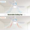 54 Inch White ABS Ceiling Fan 6 Speed Smart Remote Control Dimmable Reversible DC Motor For Living Room