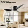 42" Flush Mount Ceiling Fan without light, 3 Reversible Blades, with 6 Speeds Reversible DC Motor,Low Profile Ceiling Fan with no light for Living Roo