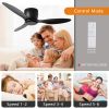 42" Flush Mount Ceiling Fan without light, 3 Reversible Blades, with 6 Speeds Reversible DC Motor,Low Profile Ceiling Fan with no light for Living Roo