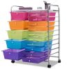 15 Drawer Rolling Storage Cart Tools Scrapbook Paper Office School Organizer