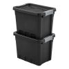 7.5 Gallon Stacker Tote Plastic, Black, Storage,Set of 6