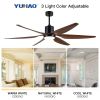 66" Vintage Ceiling Fan Lighting with Brown Blades in Integrated LED