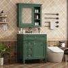 30'' Bathroom Vanity with Top Sink, Modern Bathroom Storage Cabinet with 2 Drawers and a Tip-out Drawer, Freestanding Vanity Set with Mirror Cabinet,