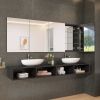 80" x 30" Black Medicine Cabinets with Mirror Recessed or Surface Wall-Mounted Aluminum Alloy Vanity Mirror with Storage