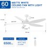 Modern 60 In Intergrated LED Ceiling Fan Lighting with White ABS Blade