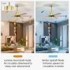 52'' Modern Ceiling Fans with Remote,Wood Ceiling Fan with Lights,LED Ceiling Fan Light with 5 Blade,3 Speed AC Motor Indoor Ceiling Fan for Patio,Liv