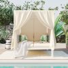 U_Style Outdoor Patio Sunbed with Curtains, High Comfort, Suitable for Multiple Scenarios