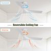 52 Inch Ceiling Fan Without Light with Remote Control 6 Speed Quiet Reversible DC Motor