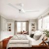 52" Ceiling Fan Without Light with Remote Control ,3 ABS Blades Farmhouse Ceiling Fan 6-speed Reversible DC Motor White for Living Room, Bedroom, Kitc