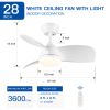 28 In Intergrated LED Ceiling Fan Lighting with White ABS Blade