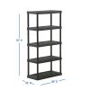 5 Tier 18"x 36"x70.2" Ventilated Plastic Wall Shelf Unit;  750lb Capacity;  Black