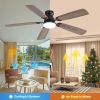 52 Inch Classics Ceiling Fan With Dimmable Led Light 6 Speed Wind 5 Blades Remote Control DC Motor For Indoor