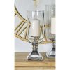 DecMode Silver Aluminum Pillar Hurricane Lamp