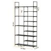 9 Tiers Plus 5 Tiers Shoe Rack Metal Shoe Storage Shelf Free Standing Large Shoe Stand 28+ Pairs Shoe Tower Unit Tall Shoe Organizer with Side Hooks f