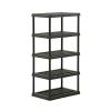 5 Tier 24"x 36"x 70.2" Plastic Ventilated Shelf Unit; 1000 lbs. Capacity;  Black