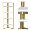 4-Tier Corner Multipurpose Display Rack; Freestanding Bathroom Corner Shelf; Multipurpose Corner Shelving Unit for Small Spaces; Gold