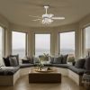 52" Crystal Ceiling Fan with 5 Reversible Blades Light Kit and Remote Control, 3-Speed - Matte White