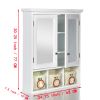 Bathroom Storage Cabinet, Medicine Cabinets for Bathroom with Mirror, 2 Doors 2 Adjustable Shelf + 3 Christmas Style Storage Basket, White Wood Cabine