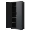 72"H Metal Garage Storage Cabinet, Black Tool Steel Locking Cabinet with Doors and 4 Shelves, Tall Cabinets for Garage Storage Systems Lockable File C