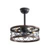 18inch Caged Ceiling Fan with Lights Remote Control for APP (Note:No warranty on bulbs)