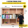 VEVOR Classroom Storage Cabinet Plywood 8-Section Preschool Storage Shelves 36 Inch High Classroom Cabinet Storage with Casters