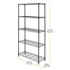 Adjustable 36"W x 14"D x 72"H 5-Tier Freestanding Shelf; Metal with Plastic Connectors; Black