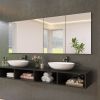 80" x 30" Black Medicine Cabinets with Mirror Recessed or Surface Wall-Mounted Aluminum Alloy Vanity Mirror with Storage