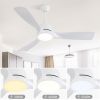 54 Inch White ABS Ceiling Fan 6 Speed Smart Remote Control Dimmable Reversible DC Motor For Living Room