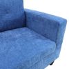 Blue Linen 3-Piece Living Room Sofa Set A