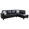 Black Faux Leather 3-Piece Couch Living Room Sofa Set B