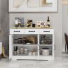 Farmhouse Buffet Cabinet Storage Sideboard with 3 Drawers and 3 Doors for Dining Living Room Kitchen Cupboard-White