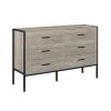 Wood Dresser with 6 Drawers, Wooden Storage Closet for Bedroom, Solid Clothes Cabinet with Sturdy Steel Frame, 48.58"W√ó15.75"D√ó31.22"H, 48 inch, Rus