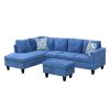 Blue Linen 3-Piece Living Room Sofa Set A