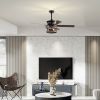 52 Inch Farmhouse Ceiling Fan with Lights and Remote,3-Lights Ceiling Fan with Caged Light Fixture (No include Bulbs), Ceiling Fan for Patio,Living ro